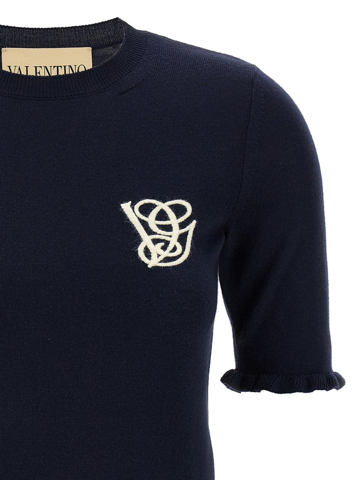 Valentino Garavani Valentino Garavani Vg Embroidery Top Tops - Blue | 5ef7d1782ab30342916b3ec58132dfaadbea28df