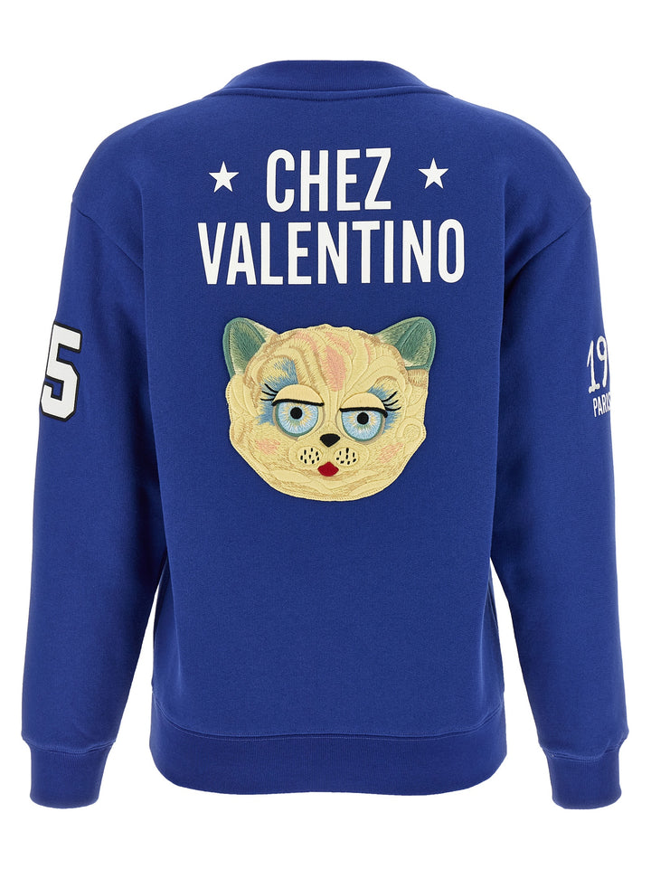 Valentino Garavani Chat De La Maison Sweatshirt - Blue | bf24a3ab656bfb98d8e30a11a6efe9498e593805