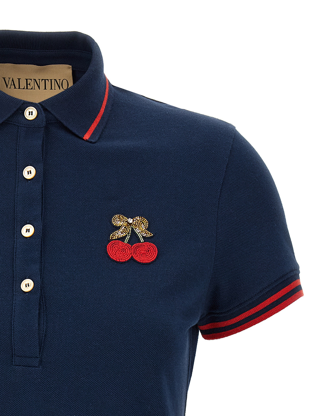 Valentino Garavani Cherryfic Polo - Blue | 796366db69db7195e85362d0f81f378008e365d9