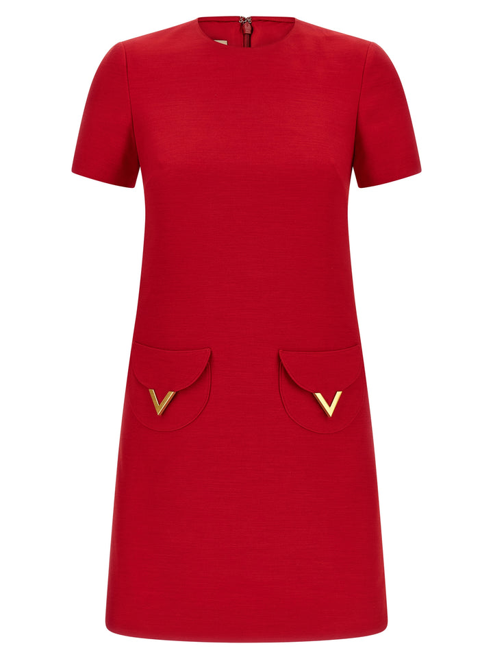Valentino Garavani Valentino Garavani V Gold Dress Dresses - Red | 881dd28e9c244ef5bcb7e71cde1d917a087e2b0d