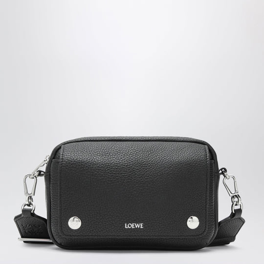 Black Grained Leather Crossbody Bag