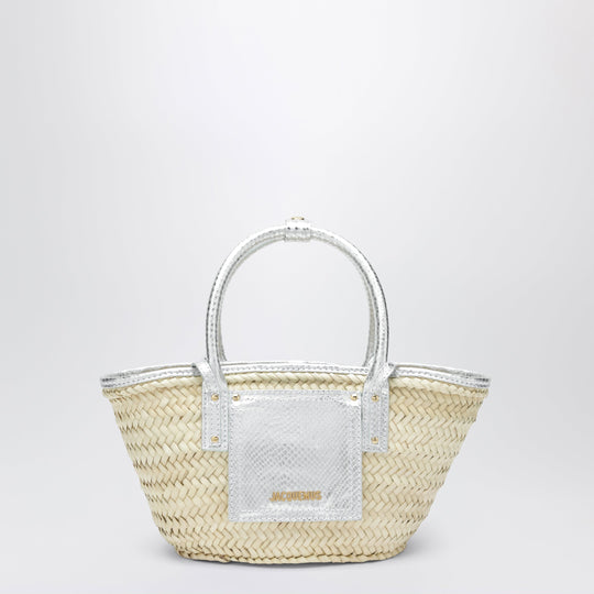 Small Soli Basket Bag In Natural/Silver Raffia