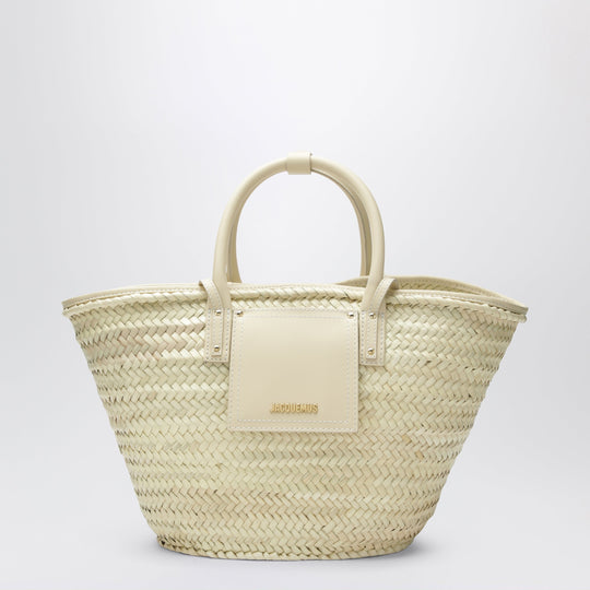 Le Panier Soli Woven Raffia Tote Bag In Ivory