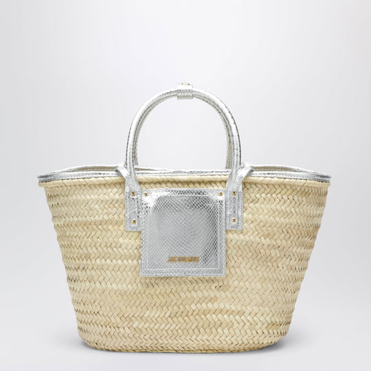 Soli Basket Bag In Natural/Silver Raffia