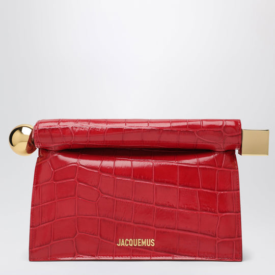 La Pochette Rond Carré Red Leather Clutch