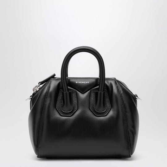 Antigona Mini Leather Tote Bag In Black