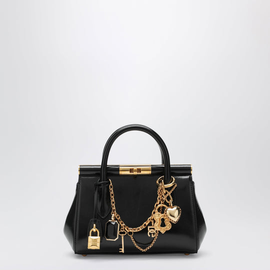 Marlene Mini Day Handbag With Charms In Black Calfskin