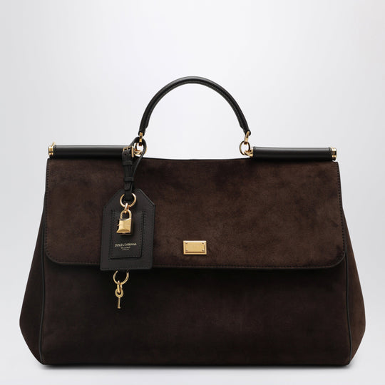 My Sicily Large Ebony Brown Suede Bag