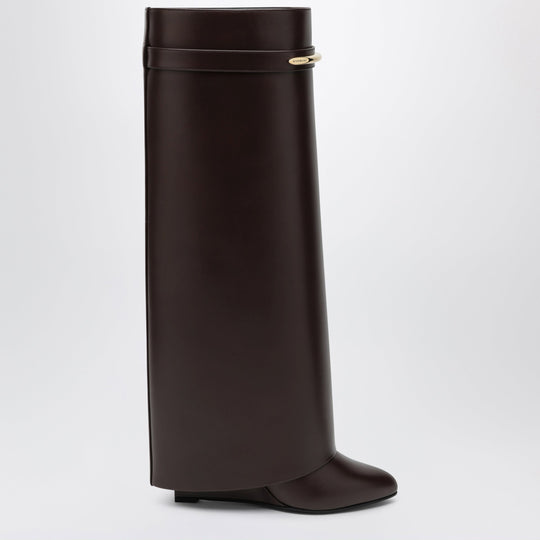 Shark Pinch Leather Boots In Ebony Brown