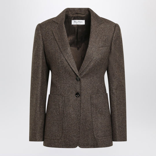 Brown Single-Breasted Jacket In Wool Tweed