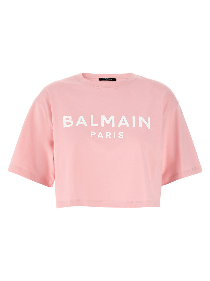 Balmain Logo Crop T-shirt - Pink | a413a2543fd857fd185e3797908deb8c865eeb8f