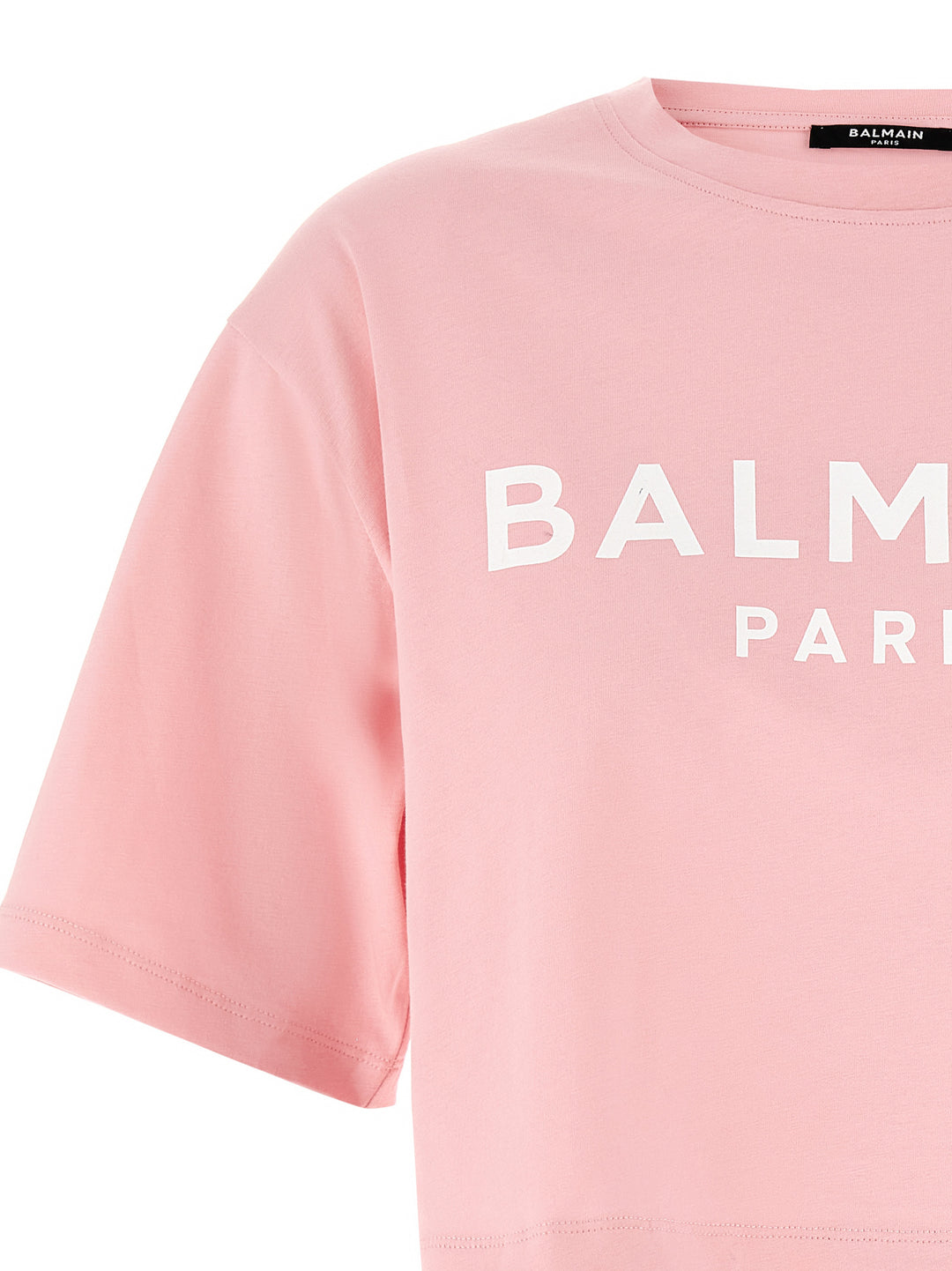 Balmain Logo Crop T-shirt - Pink | 9e08be8b495beed36622b0dbe551637539615101