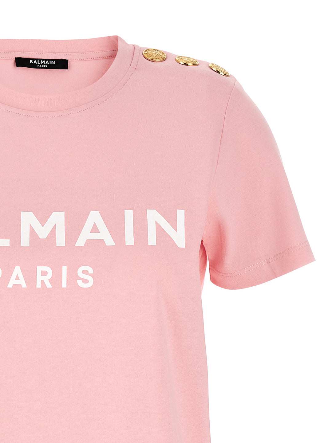 Balmain Gold Button T-shirt - Pink | 7456cf38a55e2bb67575341d3ac4bc87ddfb3ba7