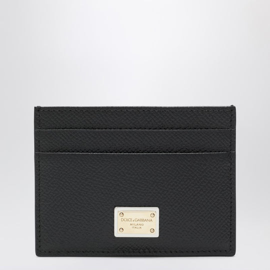 Black Leather Card Holder With Logo Plaque
