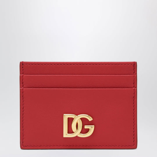 Red Leather Card Holder With Dg Logo