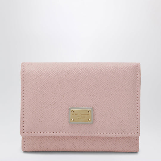 Blush Pink Dauphine Leather French Flap Wallet