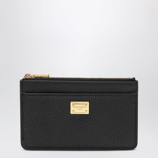 Black Dauphine Calf Leather Card Holder
