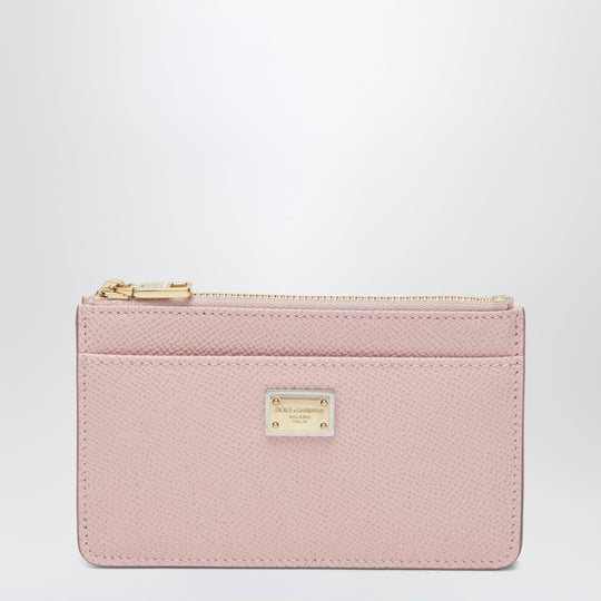 Dauphine Calfskin Card Holder In Nude Pink
