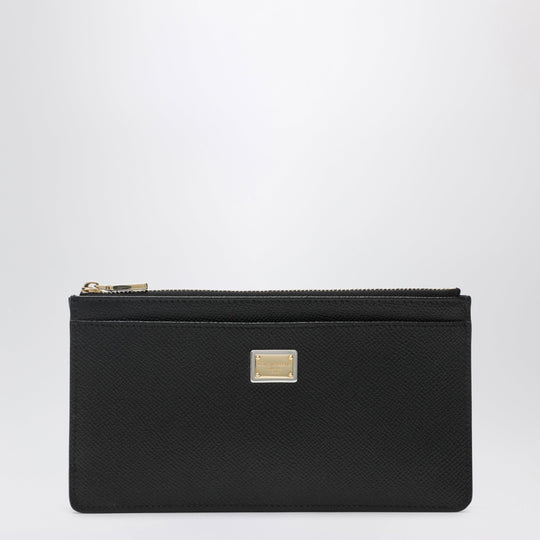 Large Black Dauphine Leather Card Holder