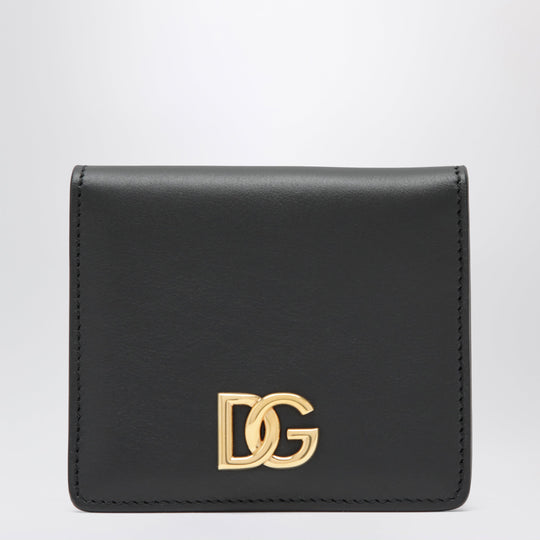Black Leather Wallet With Dg Logo