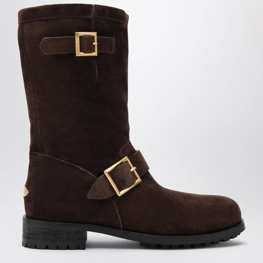 Chocolate Suede Biker Boots