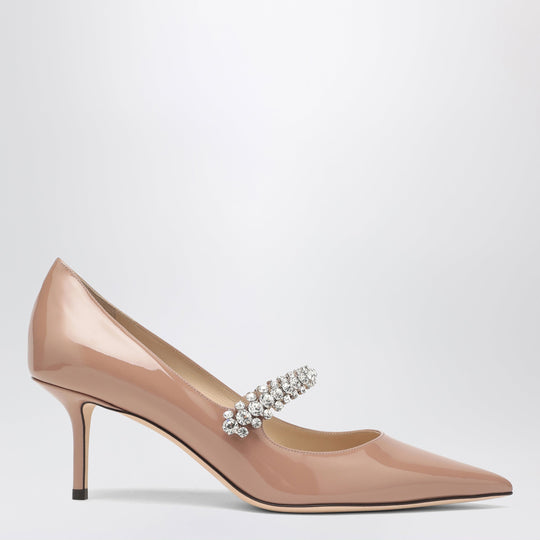 Bing Crystal-Strap Patent Leather Pumps In Ballet Pink