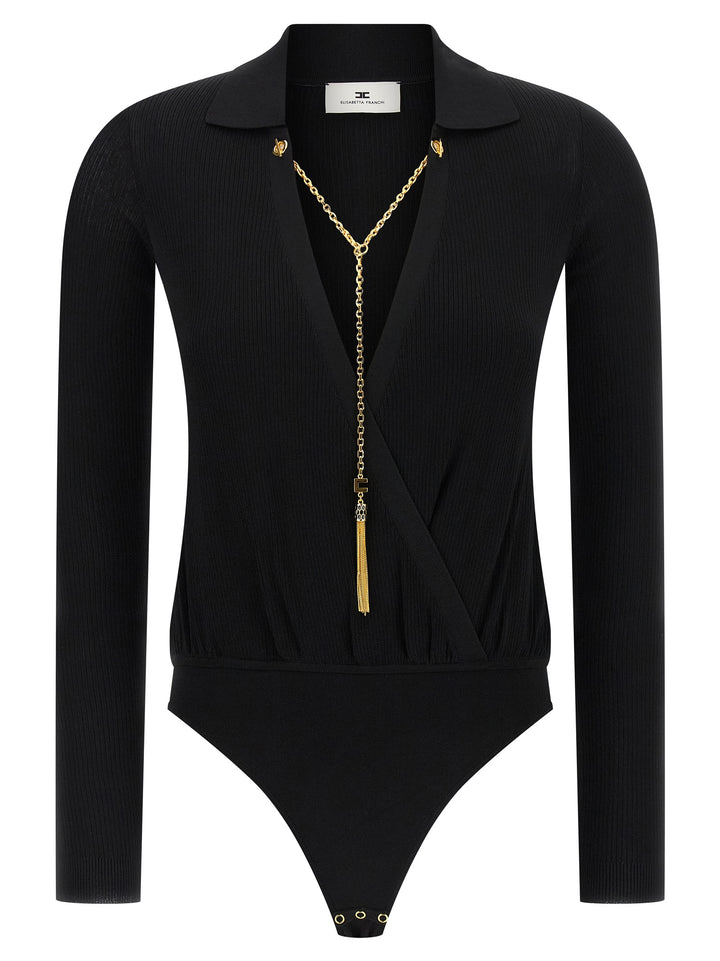 Elisabetta Franchi Chain Body Tops - Black | 75ad345f0ede197f9289a40231f91f6b7c4f713f