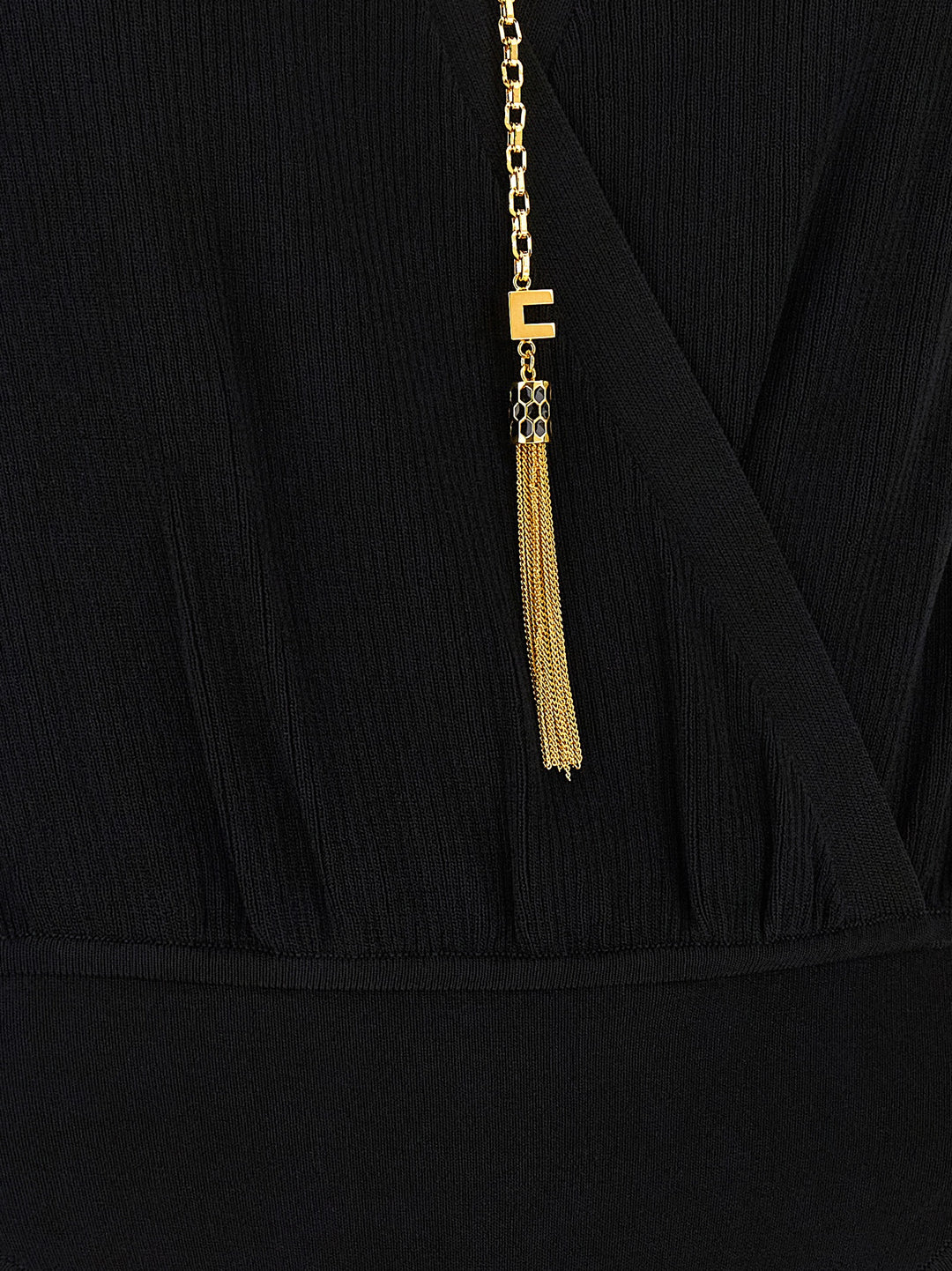 Elisabetta Franchi Chain Body Tops - Black | 60387f16efbabdd5c957dd88011ecfe137419b0f