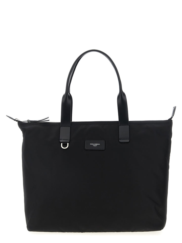 Dolce & Gabbana Media Logo Patch Shopping Bag Tote Bag - Black | c79509e559e28c11724dd14cd559680b74c7a37f