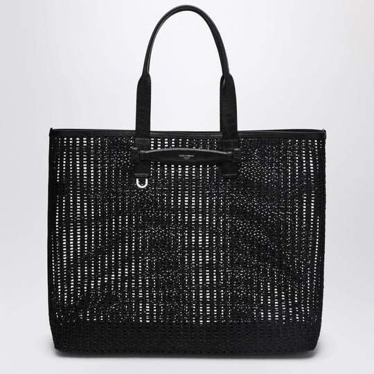 Adamo Shopping Bag In Black Woven Mesh