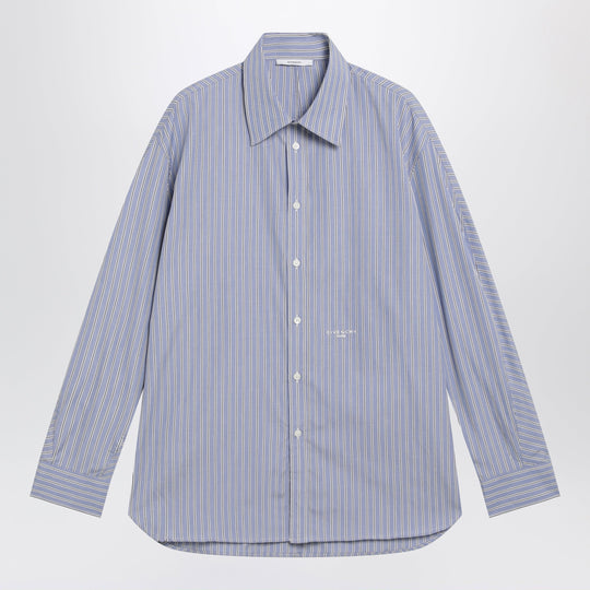 White/Blue Striped Poplin Shirt