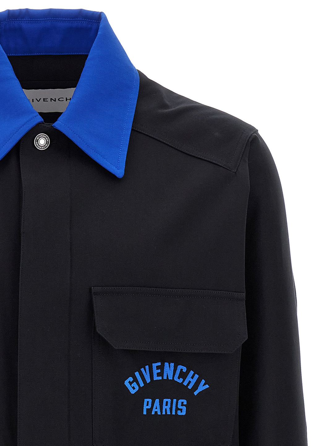 Givenchy Logo Embroidery Overshirt Puffer Jackets - Blue | d5e4742aa4ddb03e6d47c7eb081910f534d9715e