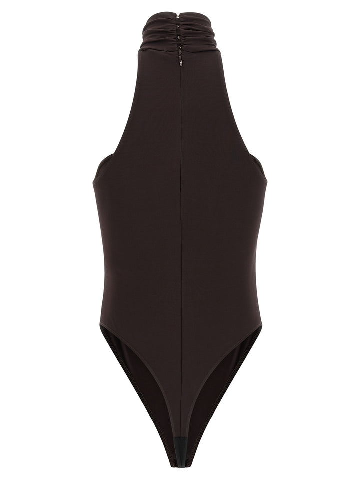 Elisabetta Franchi Jewel Detail Bodysuit Tops - Brown | f0d9c33bde7c667bef71236ef7a4fa07664b0623