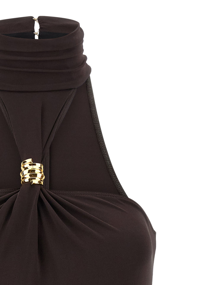 Elisabetta Franchi Jewel Detail Bodysuit Tops - Brown | ec96e1189dd077e9fdeebda704d5ebe623d59e0f