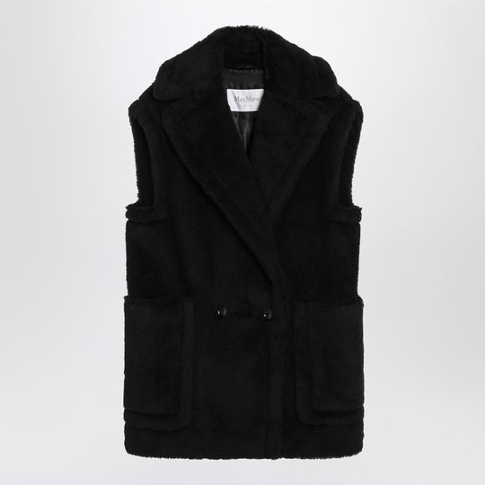 Black Teddy Gilet In Alpaca And Wool