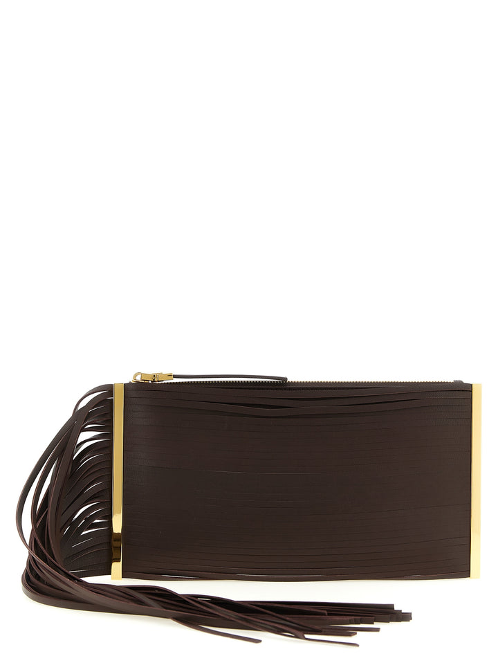 Elisabetta Franchi Fringed Clutch - Brown | 10635895b36f32667e955c39c2c1baedcf872c65