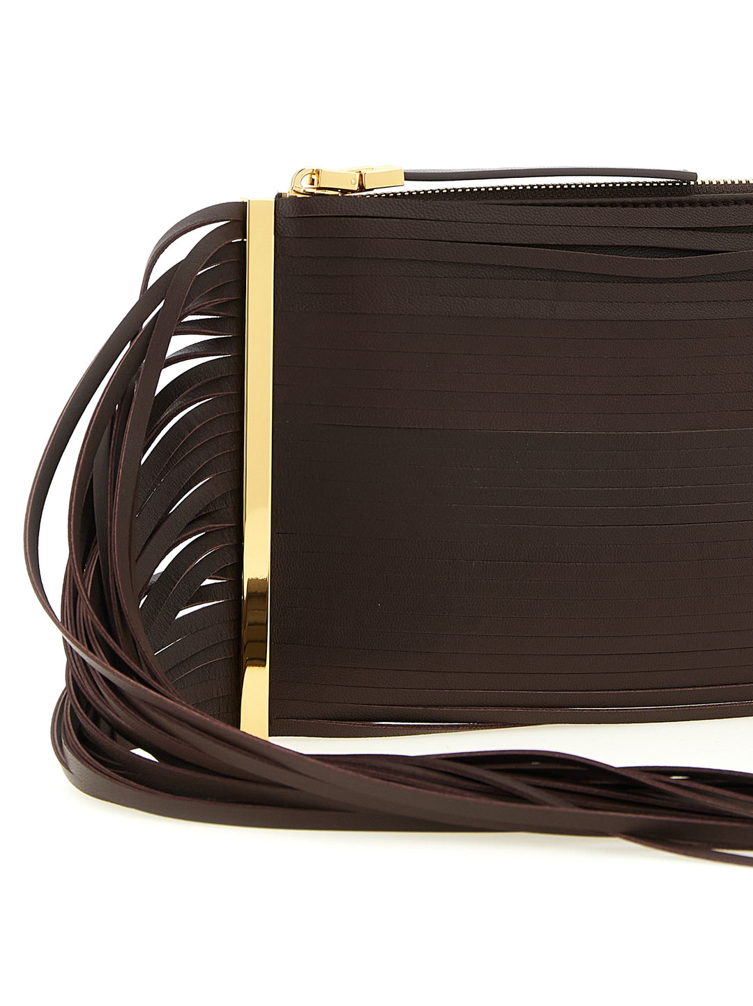 Elisabetta Franchi Fringed Clutch - Brown | d27ec42f530546154ade55beb920b88f848b8f5e