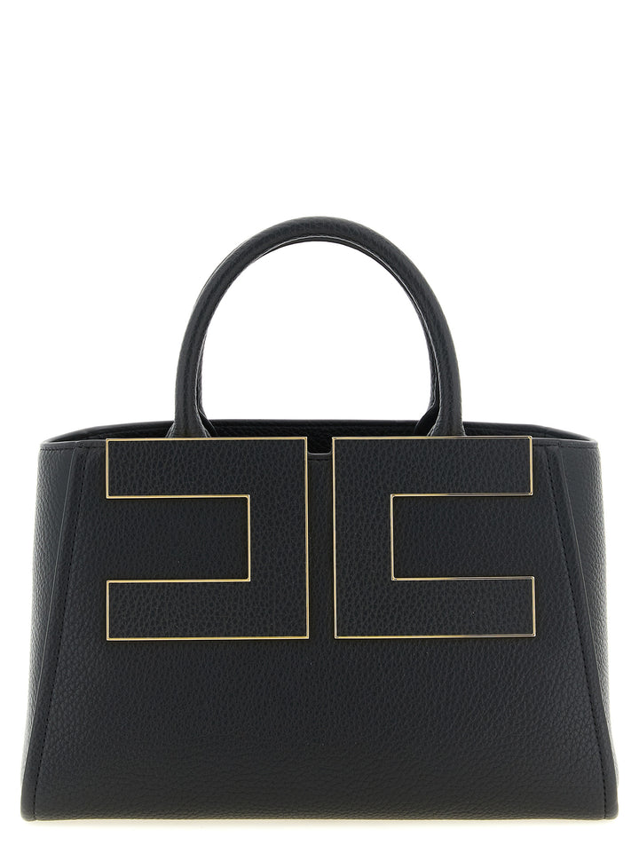 Elisabetta Franchi Maxi Logo Shopping Bag Tote Bag - Black | 586ed1e1a5de68c17cde6977e50a974217b7a6b1