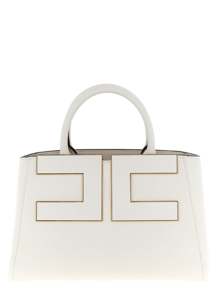 Elisabetta Franchi Maxi Logo Shopping Bag Tote Bag - White | 2609fc40a2e35491631919cf03f7ccb272d42180