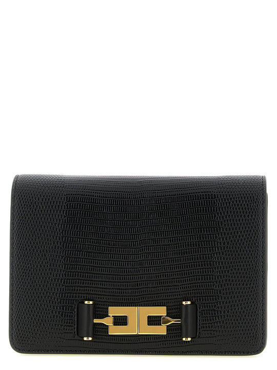 Lizard Print Crossbody Bag Clutch Black