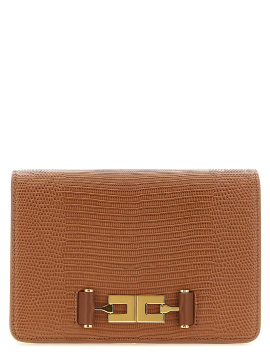 Lizard Print Crossbody Bag Clutch Brown