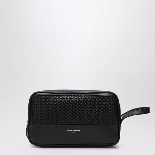 Atene Toiletry Bag In Plonge Calfskin Leather, Black