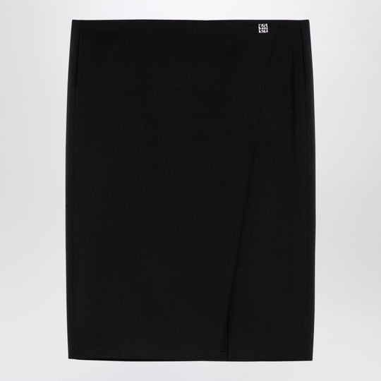 Black Wool Skirt With Metal Button 4 G