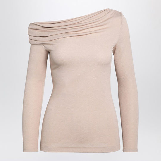 Beige Sweater With Bare Shoulder