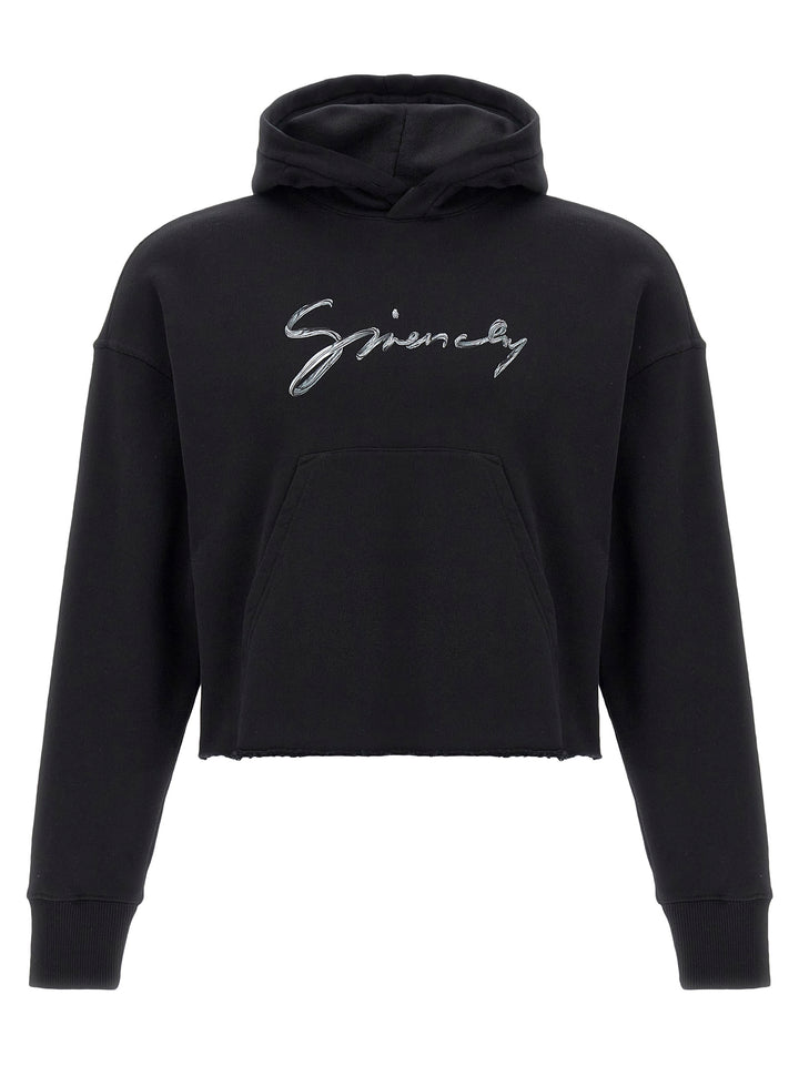 Givenchy Cropped Hoodie Sweatshirt - Black | 1f859045779f54d9ee903290844f54ecda68c5c5