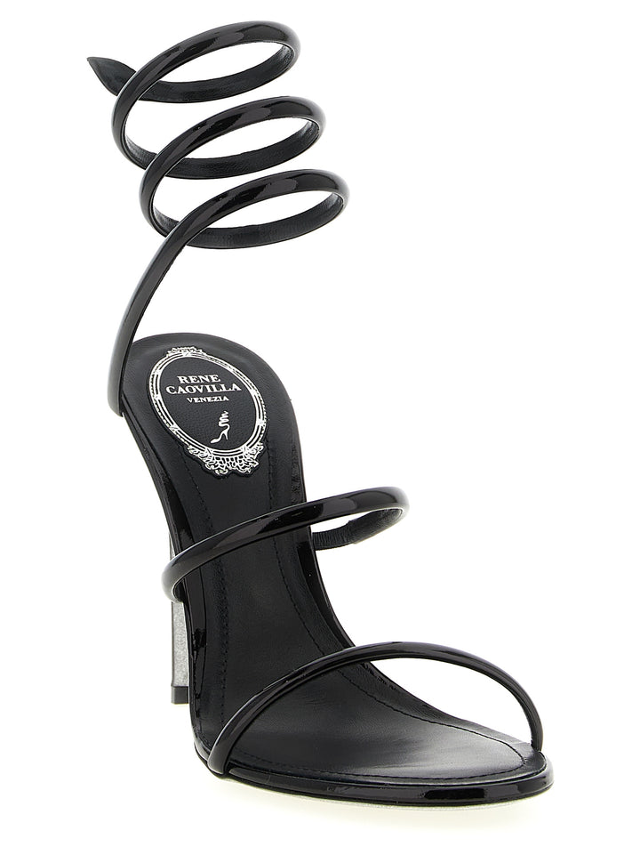 René Caovilla Cleo Metallic Sandals - Black | 2402f56299558b2ac2629210a796a7ba268b7527