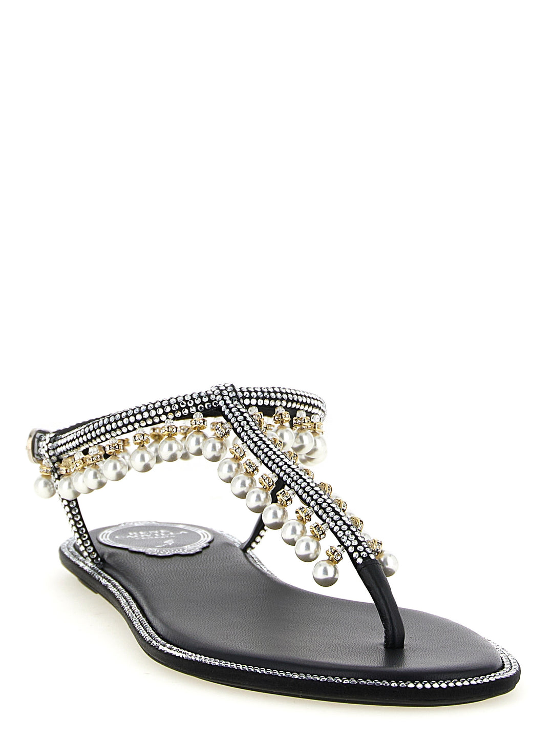 René Caovilla Diana Sandals - White/Black | 30689ad422003b688d58489cb5b2c63282032713