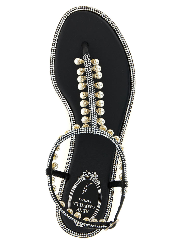 René Caovilla Diana Sandals - White/Black | d5a3f43071ef93a85e82f9f03db9ee17ff50ff88