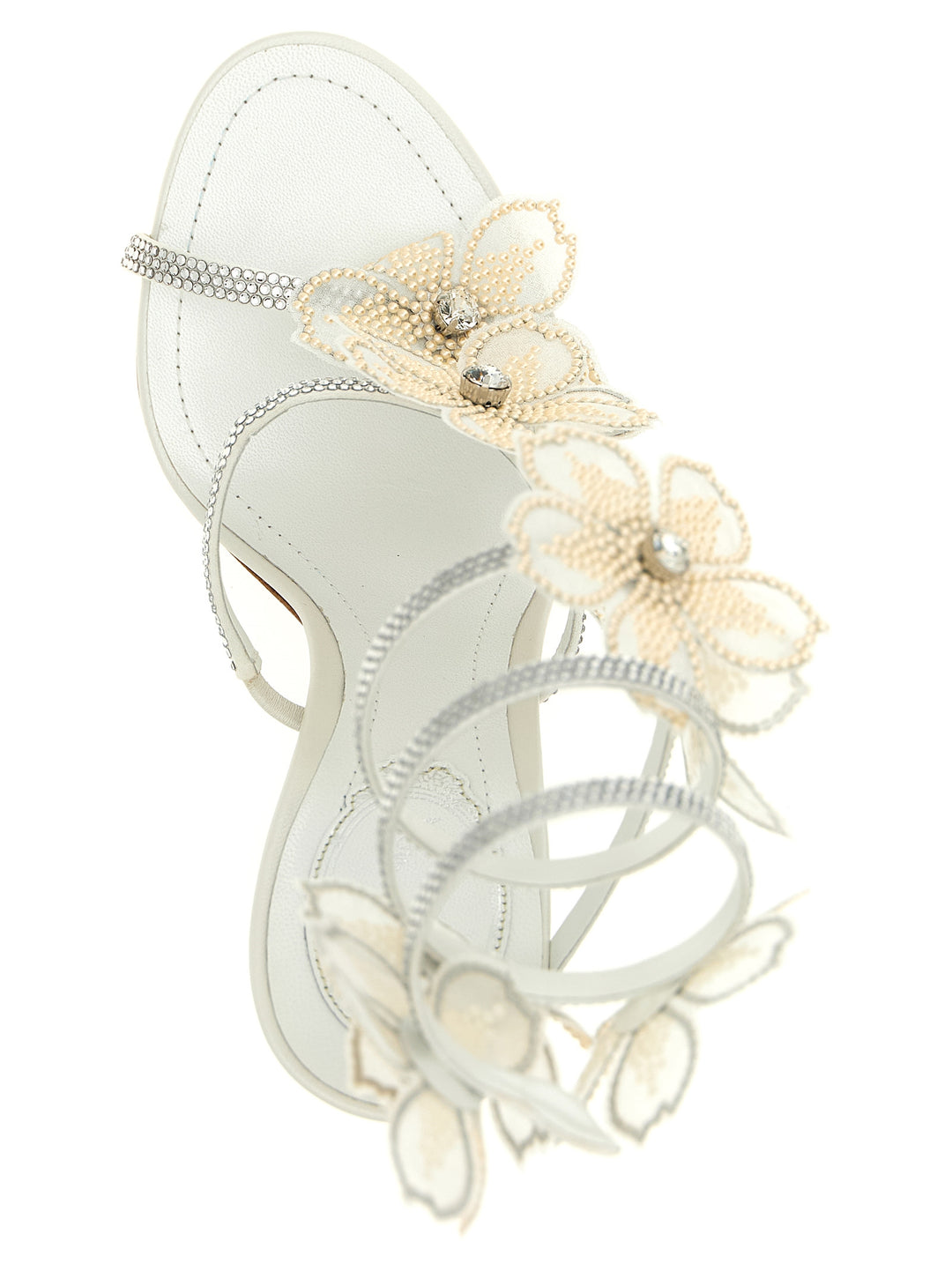 René Caovilla Peach Flower Sandals - White | 79fce0e2fd53e014a2b3de55b1140b703a64f520