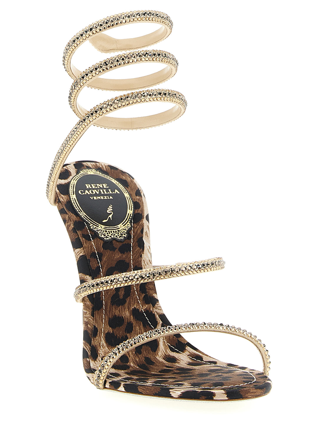 René Caovilla Cleo Leopard Sandals - Multicolor | 03b11ec86bd02ab3fe27196d684739056864a61d
